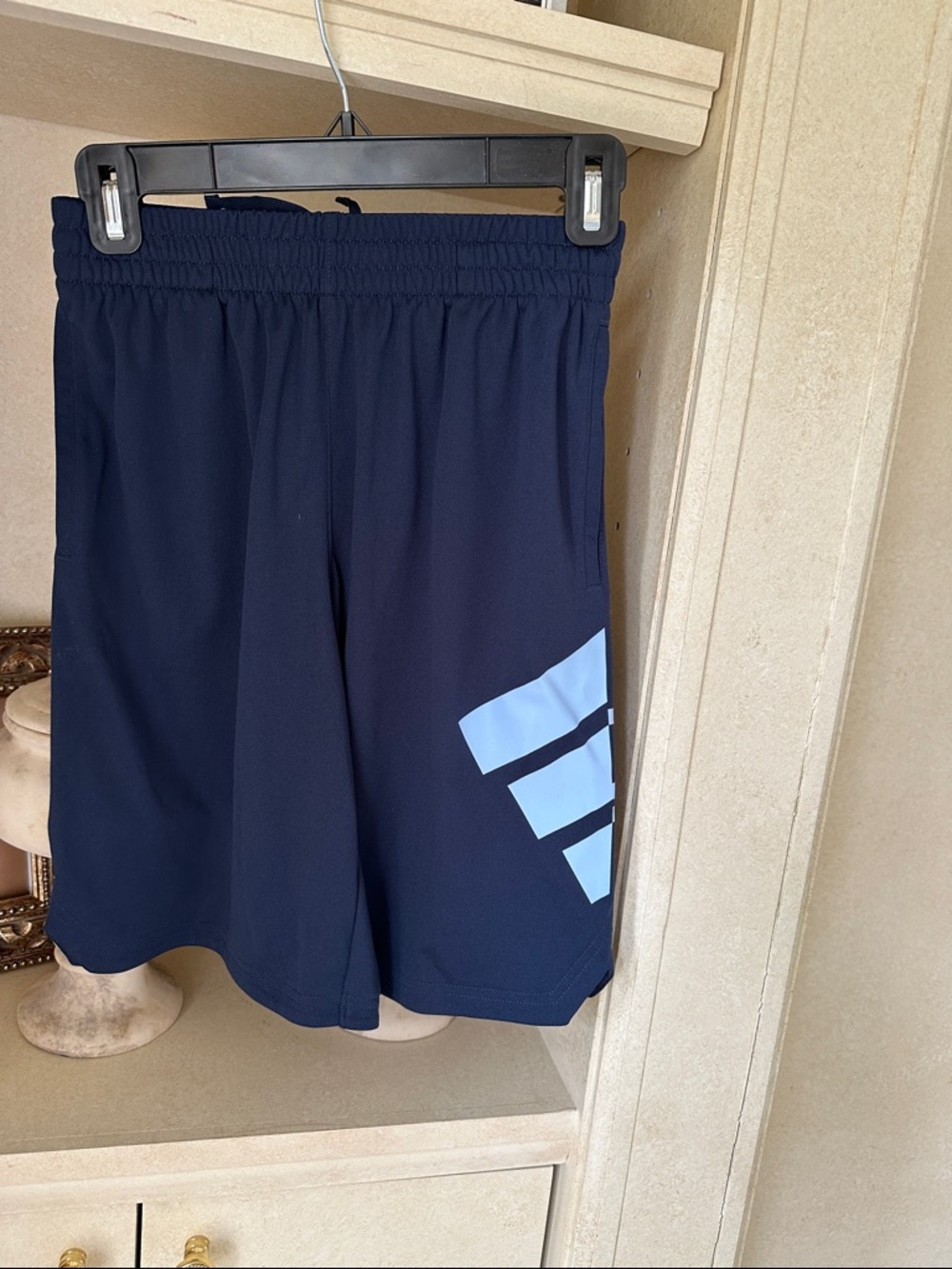 Adidas kids  Navy Athletic Shorts with Light Blue Stripe Accent size 10/12